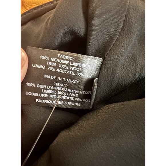 Proenza Schouler Asymmetrical Leather Lambskin Wool Trim Skirt Women’s Orange 10 - Picture 8 of 10